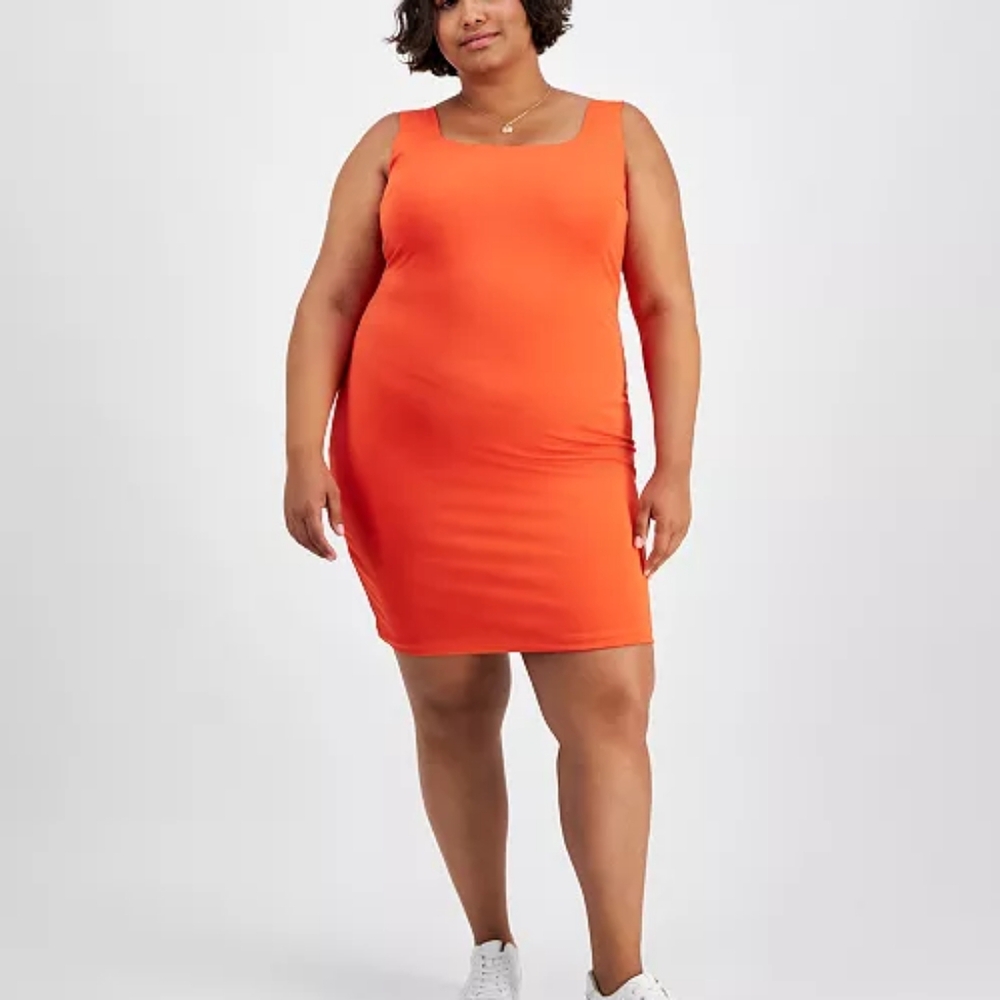 Vibrant Orange Derek Heart Women's Square Neck Dress